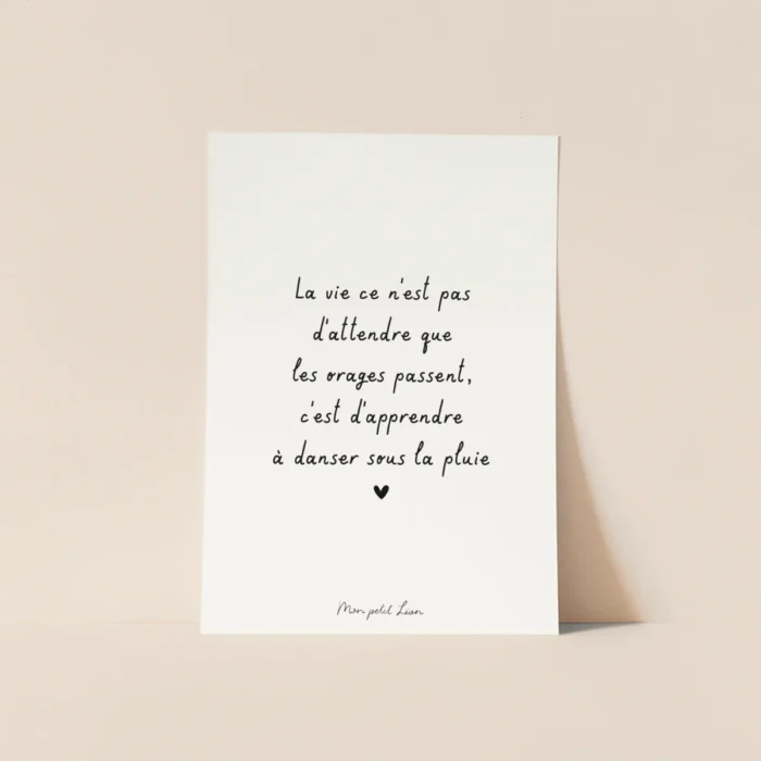 Carte citation Mood - Danser sous la pluie - Mon Petit Léon