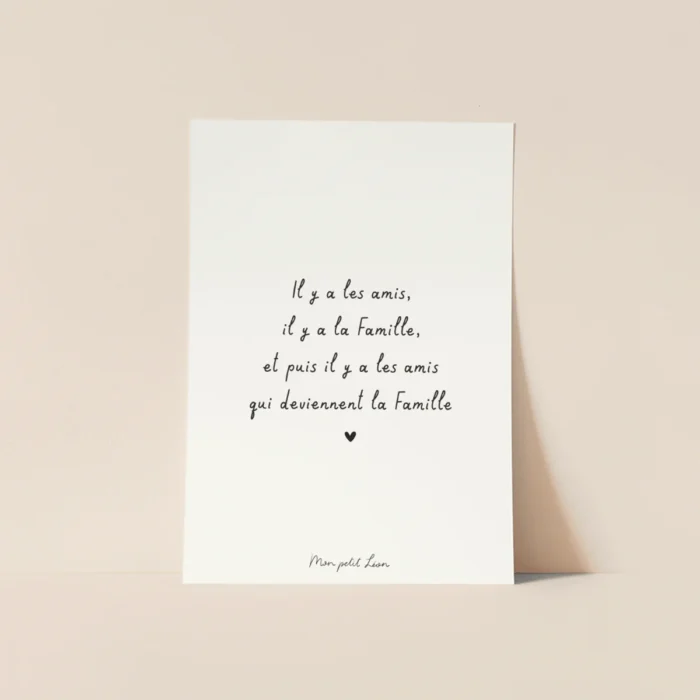 Carte citation La famille, les amis - Ily a les amis - Mon Petit Léon
