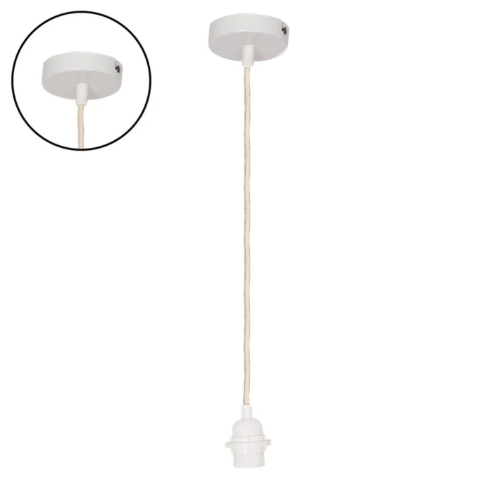 Cable suspension douille blanche et beige - Opjet