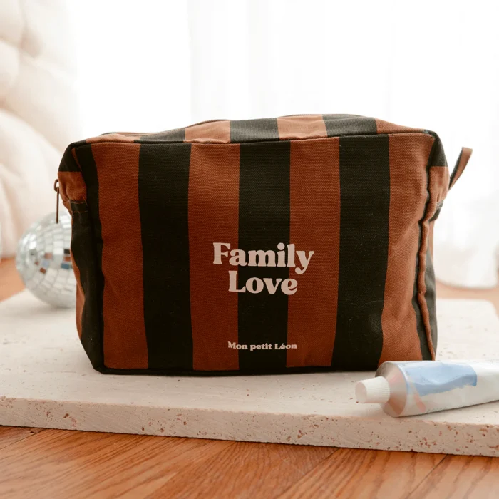 Trousse de toilette rayée marron et noires - Mon Petit Léon